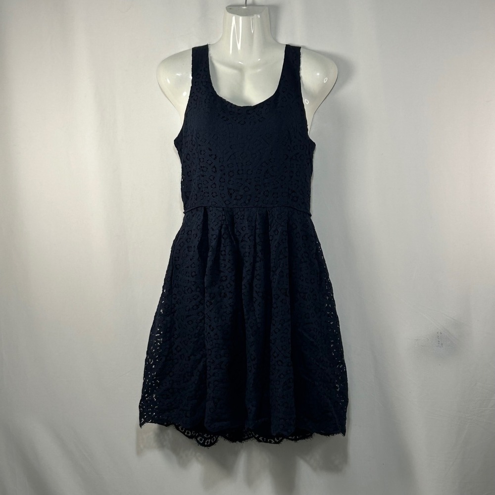 J.Crew Navy Blue‎ Lace Fit and Flare Party Cocktail Dress Size 6 Sleeveless